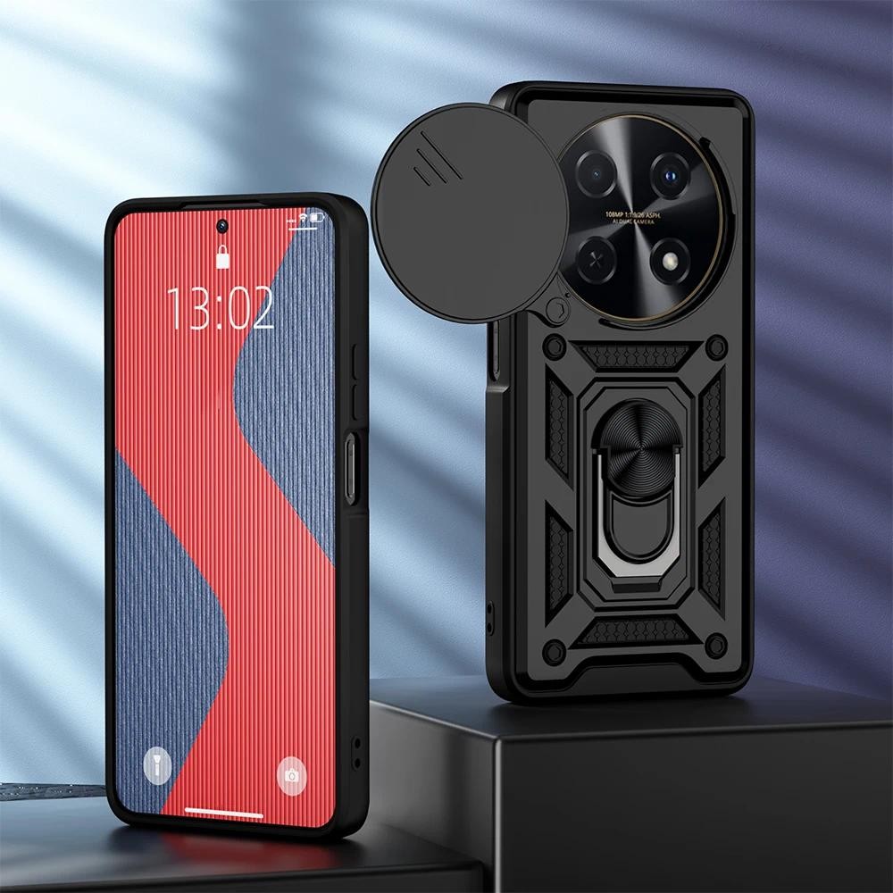 Untuk Huawei nova 12i case Slide Camera Lens Protection 360  Meatl Ring Stand armor Hard casing Untu