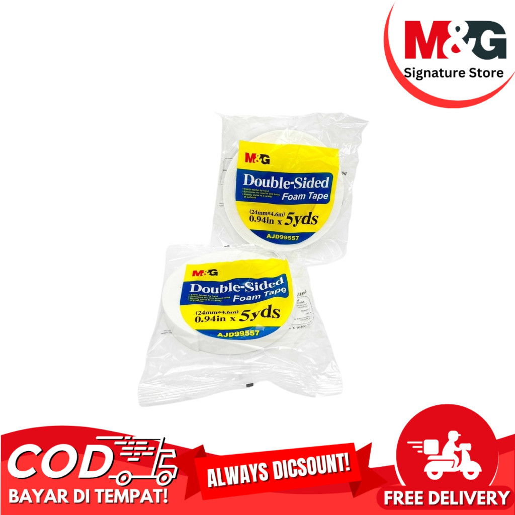 

Double Sided Foam Tape M&G #AJD99557 24mmx4.6m Foam Tape Dua Sisi - Satuan SHABQ