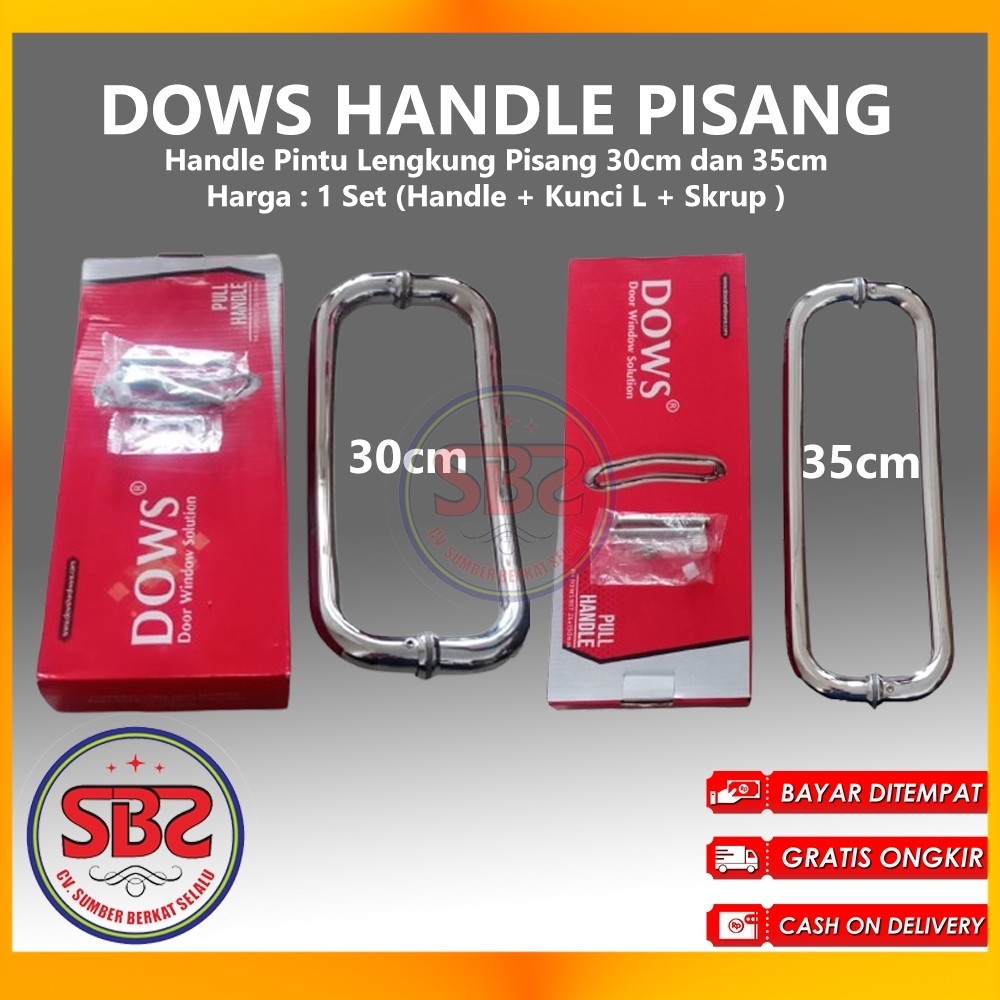 DOWS Handle Lengkung Handle Pisang Tarikan Pintu Kupu Tarung - Handle Pintu Lengkung Pisang 30cm dan