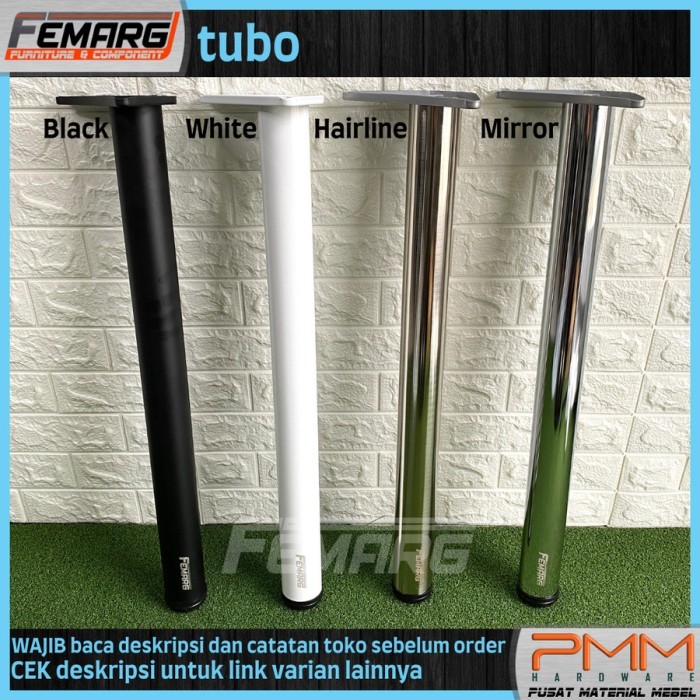 kaki meja FEMARG tubo | stainless  hitam hairline silinder bulat - hairline