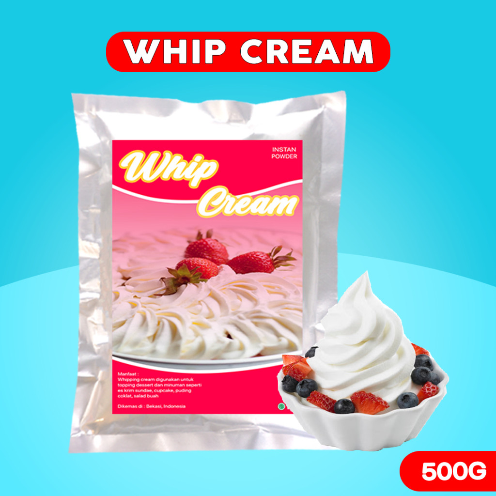 

WHIP CREAM TOPPING PREMIUM 500g / BUBUK WHIP CREAM / WHIPPED CREAM POWDER / WHIPPING CREAM TOPPING 500g
