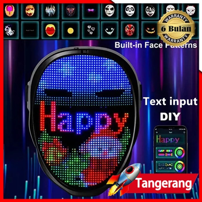 WT Topeng LED Boywithuke LED Mask Face Changing Mask