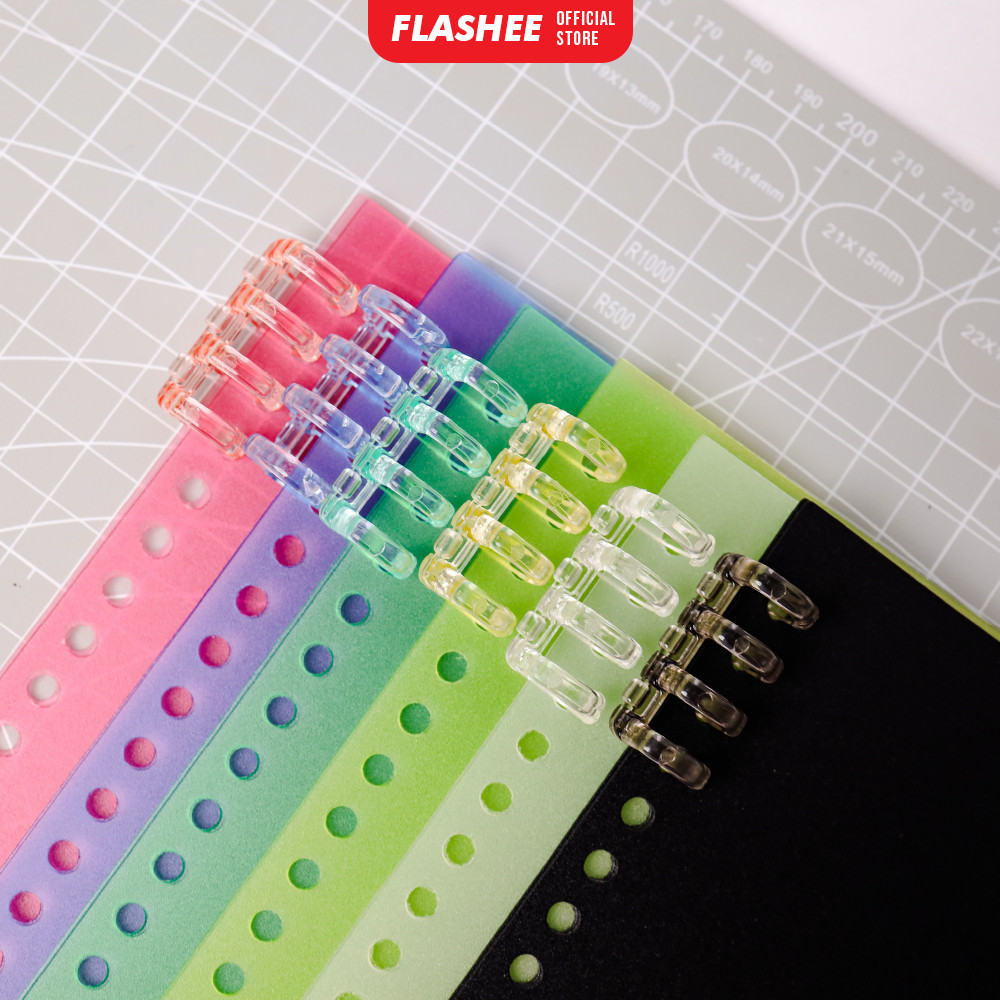 

Flashee 1Pcs 4 Ring Binder DIY Warna Pastel Transparan Unik Hanya Ring Saja