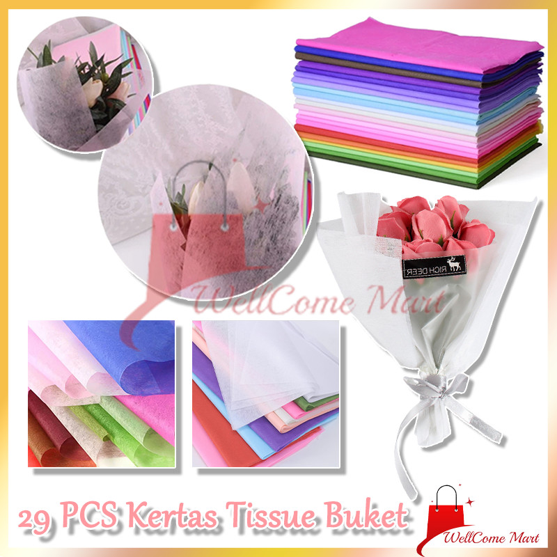 

Tissue Cotton Paper Non Woven Flower Wrapping/Flower Wrapping Paper Cotton / Flower Wrapping Tisu Non Woven/ Flower Wrap Tissue （Ukuran : 50 x 50cm - 29PCS）