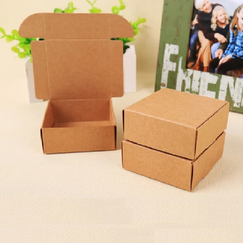 

100Pcs Wholesale Kraft Paper Gift Cardboard Box Custom Carton Cardboard Box Handmade Soap Jewelry Candy Package Boxes