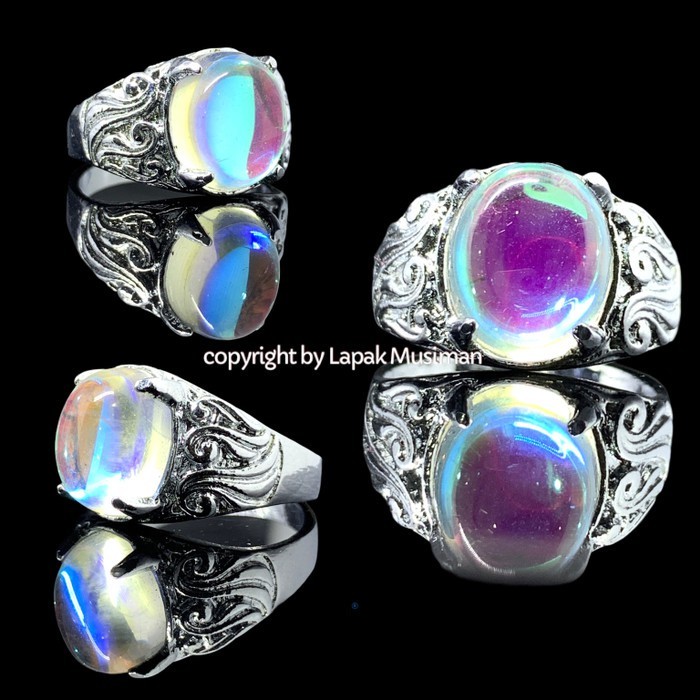 Cincin Pria Batu Akik Kalimaya Pelangi India Keren Mewah
