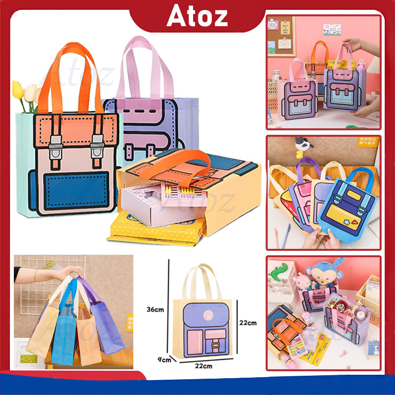 

non woven motif tas/Goodie Bag Plastic Bag Lucu/goodie bag spunbond