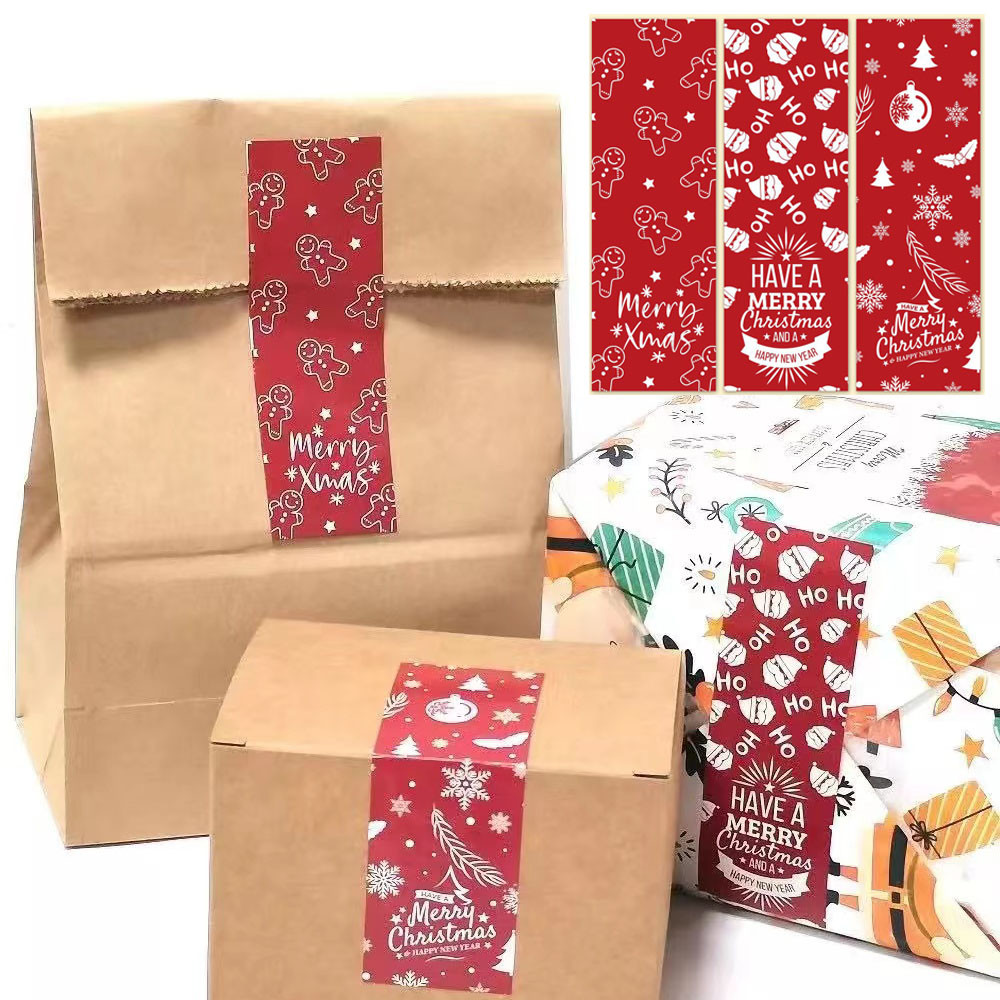 

30-90 Pcs Cute Merry Christmas Stickers 3 Style Red Christmas Gift Decorative Sealing Stickers Wrapping Box Label Christmas Tags