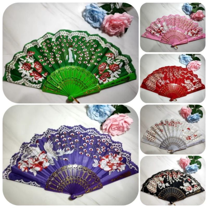 Kipas Tangan Lipat / Kipas Lipat Gliter / Kipas Nari Mewah / Kipas Lipat Manual Sovenir