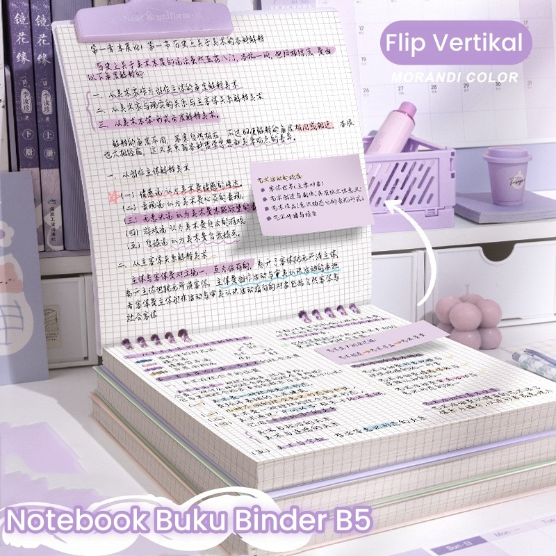 

READY Notebook Buku Binder B5/Notebook Warna Gradasi Buku B5 Flip Vertikal/Tulis Sekolah Buku Notebook Aesthetic