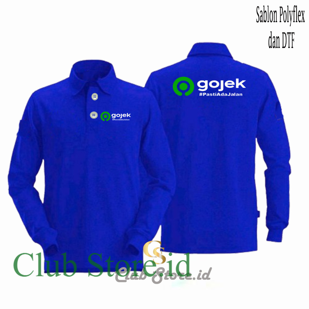 Kaos Poloshirt Pria dan Wanita Dewasa Gojek Baju Berkerah Lengan Panjang
