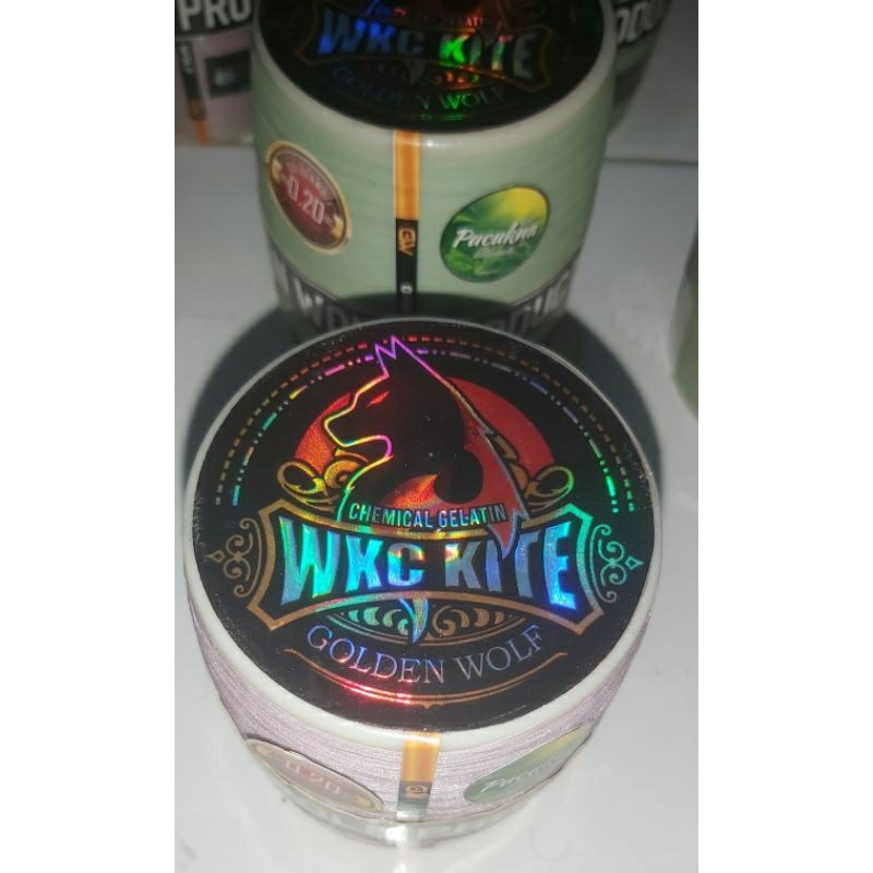 BB09 Gelasan GOLDEN WOLF "WKC KITE" CHEMICAL SALATIN, molor, N66 bobin biru, size 0.20, klos 6000 ya