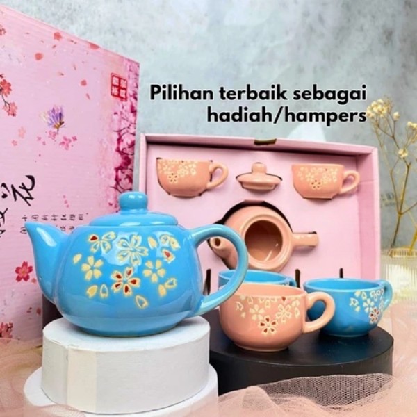 Cangkir Teko Pot Set Keramik Mewah Hampers Gelas Kopi Unik Aesthetic Teko Teh / Hampers Teko Cangkir