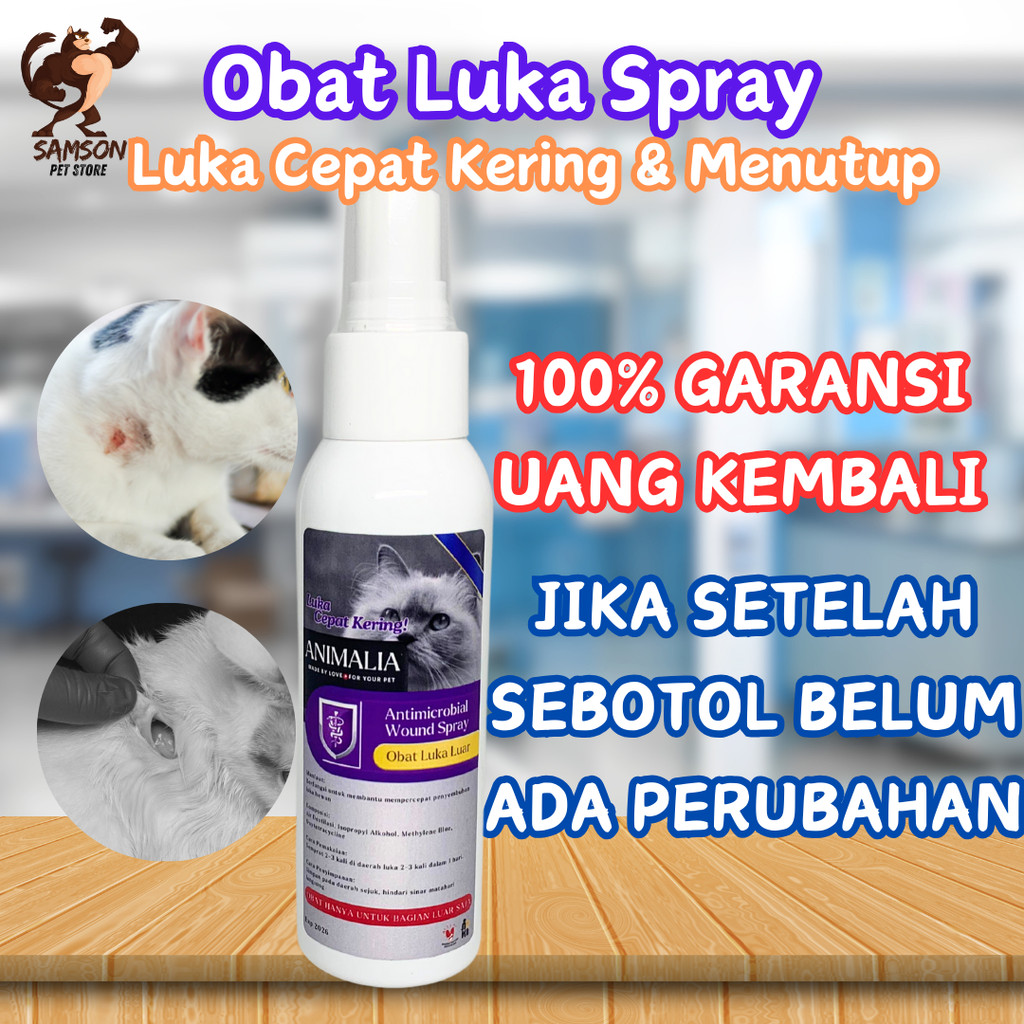 OBAT SPRAY LUKA KUCING 100ML MENGOBATI SEMUA JENIS LUKA LUAR PADA KUCING SEPERTI LUKA BASAH LUKA KER