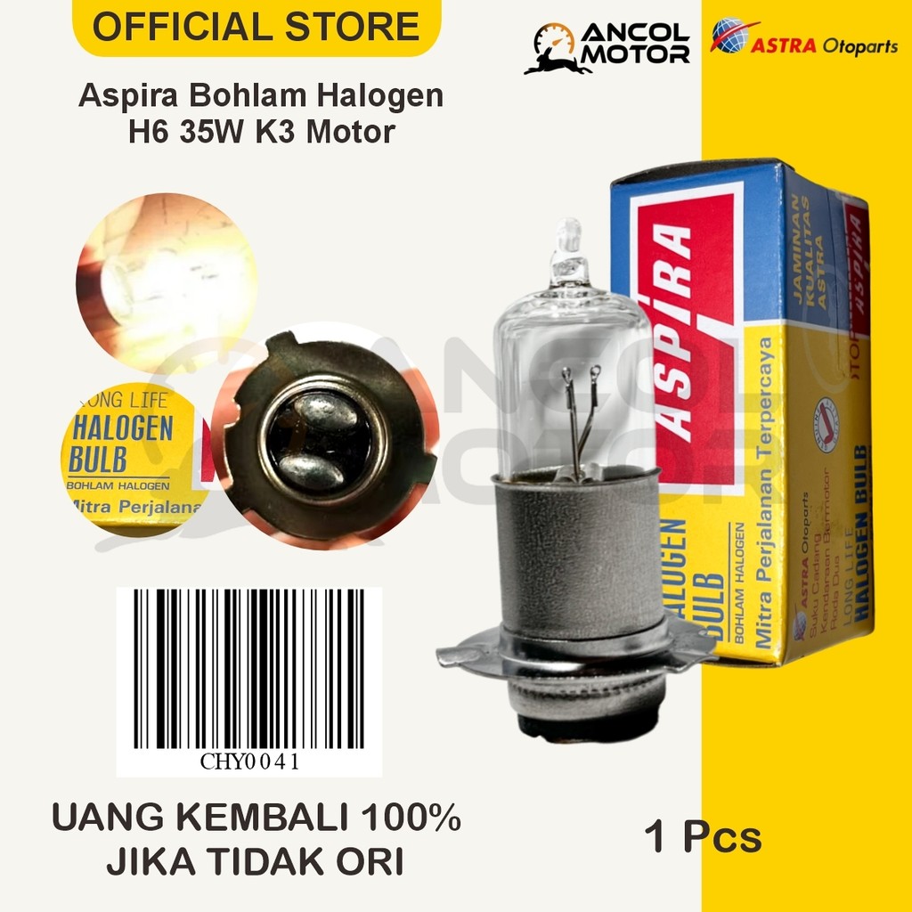 Aspira Bohlam Halogen Lampu Depan H5 K3 Universal Headlamp 35w Motor Gl Pro Tiger