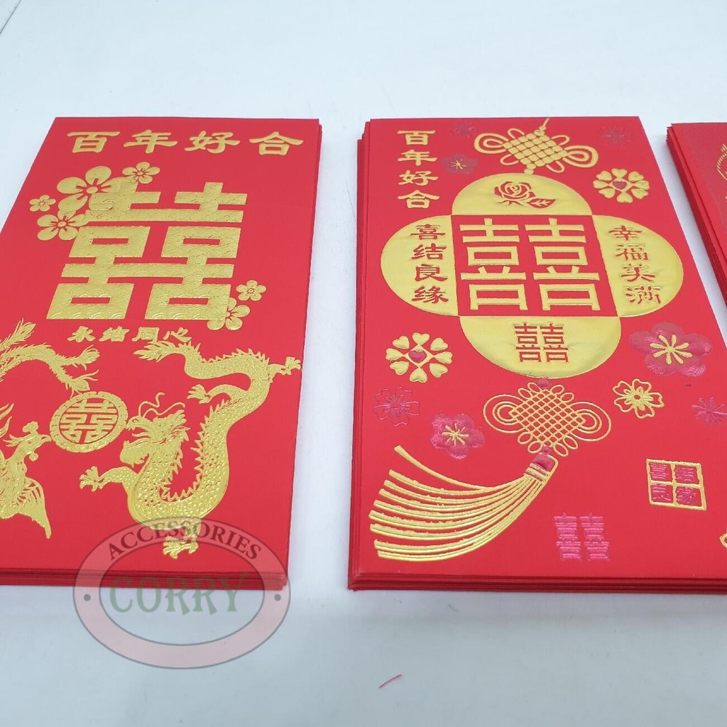 

Angpao wedding besar 17 cm tebal embos emas merah 9 pc mewah