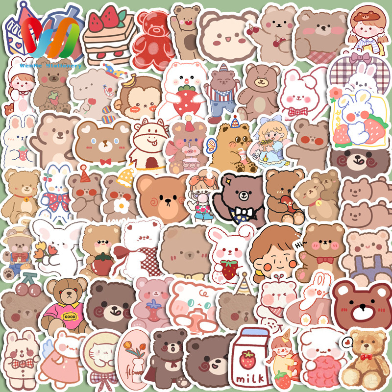 

90pcs stiker Beruang Stroberi Macaron yang Lucu DIY untuk Komputer, Washi, Scrapbooking, Laptop, Alat Tulis, Seni, dan Kerajinan.