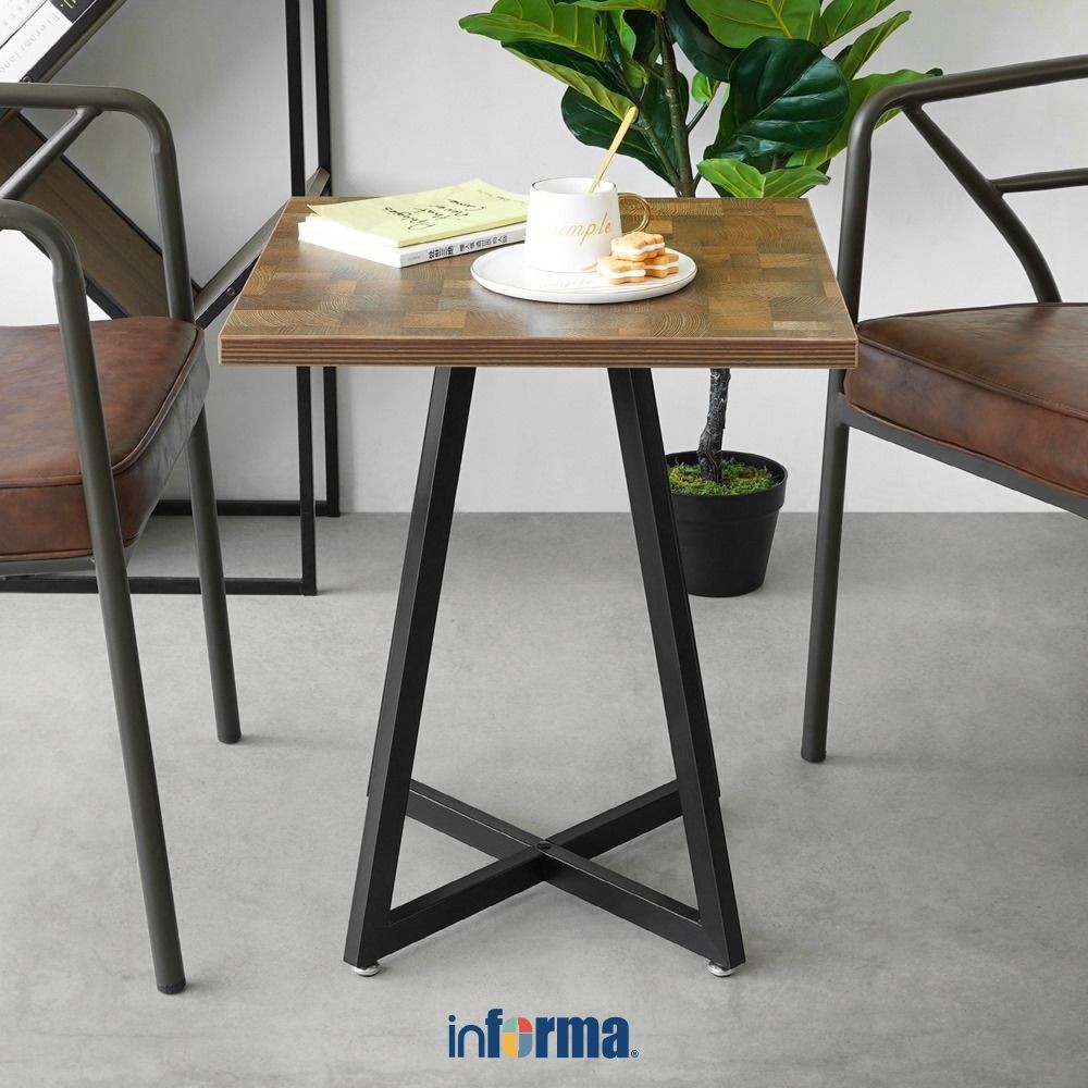 Informa Manford x Meja Tamu 50x50x60 cm - Cokelat Coffee Table Meja Ruang Tamu Serbaguna Meja Sofa F