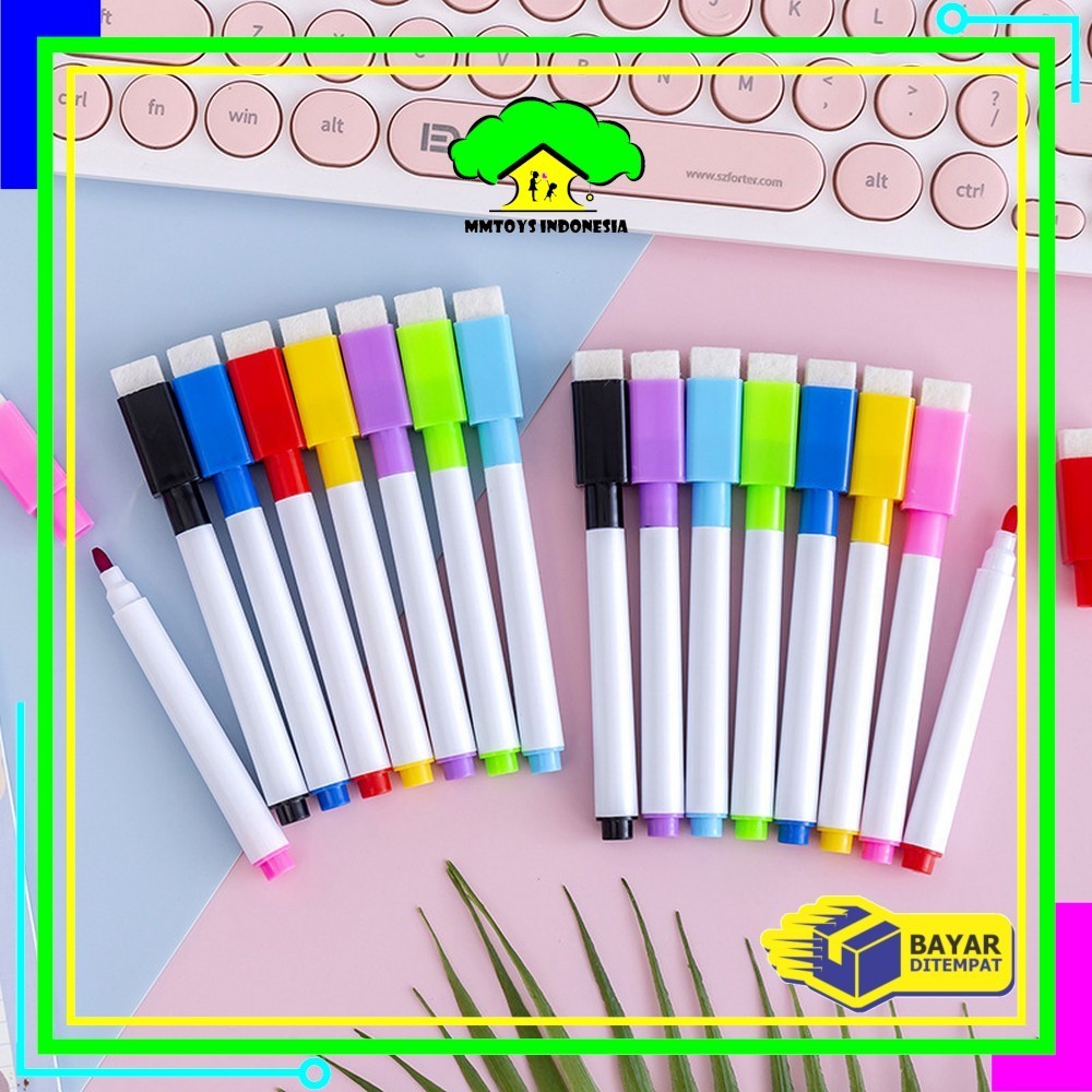 

MI-A27 Spidol Mini Magnet Papan Tulis White Board Dengan Penghapus / Sepidol Warna Warni Wipe And Clean Kecil