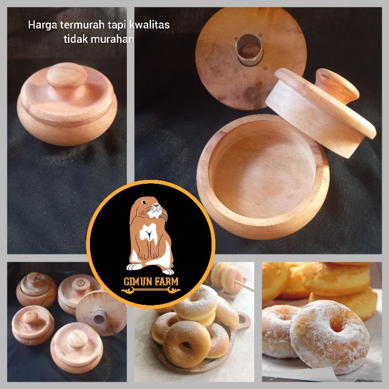cetakan donat kayu + pembolong Cetakan donat cromboloni kayu set lengkap bahan kayu jati Cetakan Don