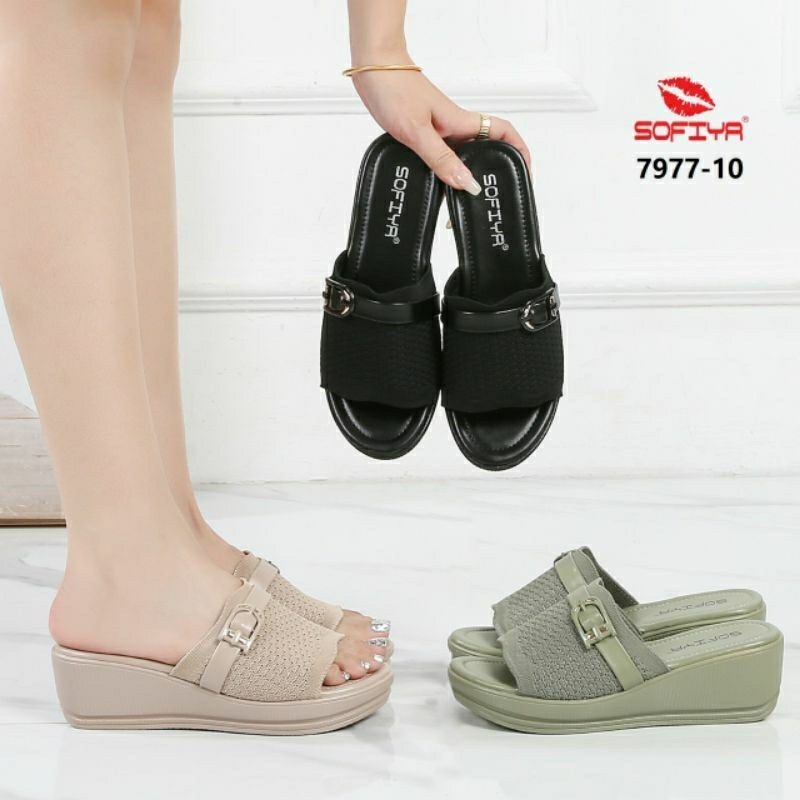 SOFIYA ORI 7977 10 SANDAL WEDGES IMPORT SENDAL WEDGE SANDAL HAK 5CM SLOP IN