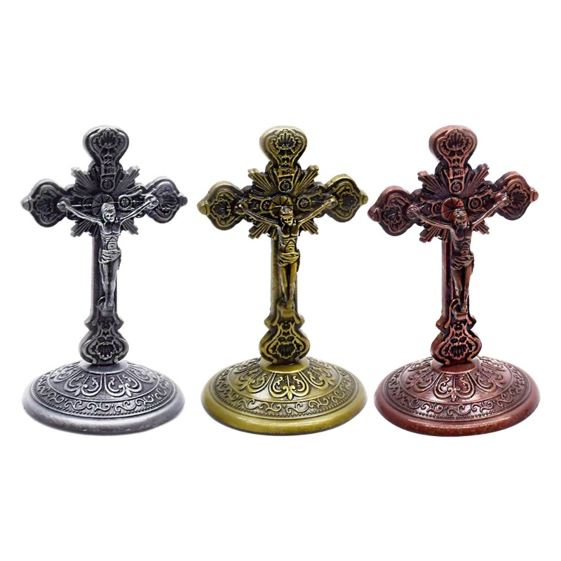 

448B Unique Table Crucifix CrossFigurine Unique Designs for Enthusiasts Collection Religious Model Religious Gift for Friend