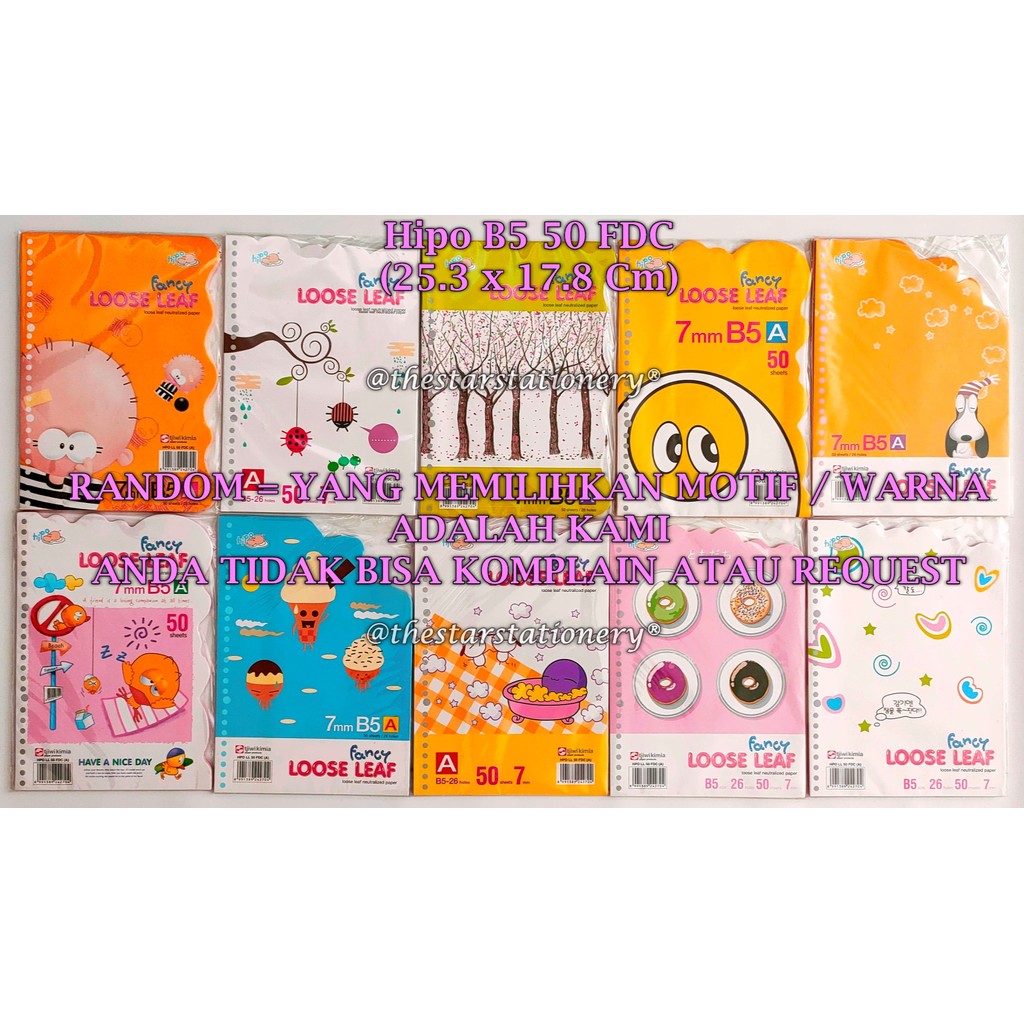 

(1 Pak Isi 50 Lembar) GROSIR Loose Leaf HIPO B5 50 FDC Gambar Plong / Loose Leaf HPO LL 50 B5 FDC