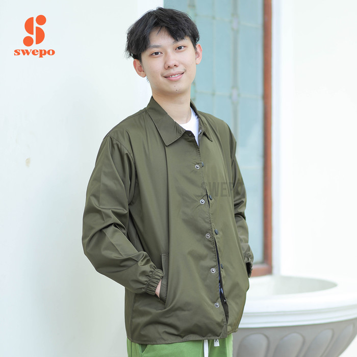 SWEPO Coach Jacket (Polos) Size M-XL (Pria & Wanita) - Putih, M