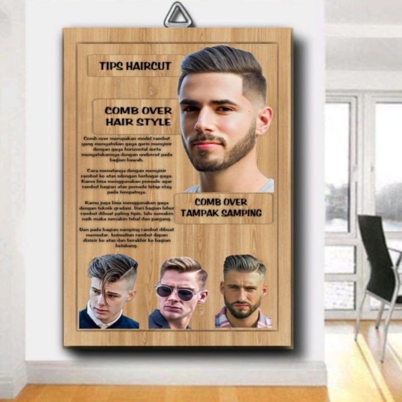 Poster Barbershop Kayu Mdf Hiasan Dinding