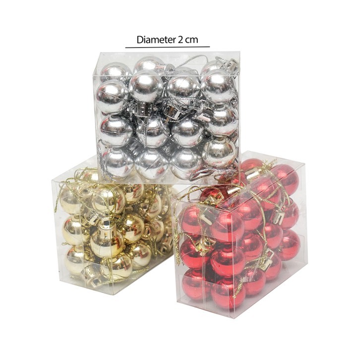 

Hiasan Bola Natal Tekstur 2cm Tabung isi 24-Aksesoris Pohon Natal - Silver