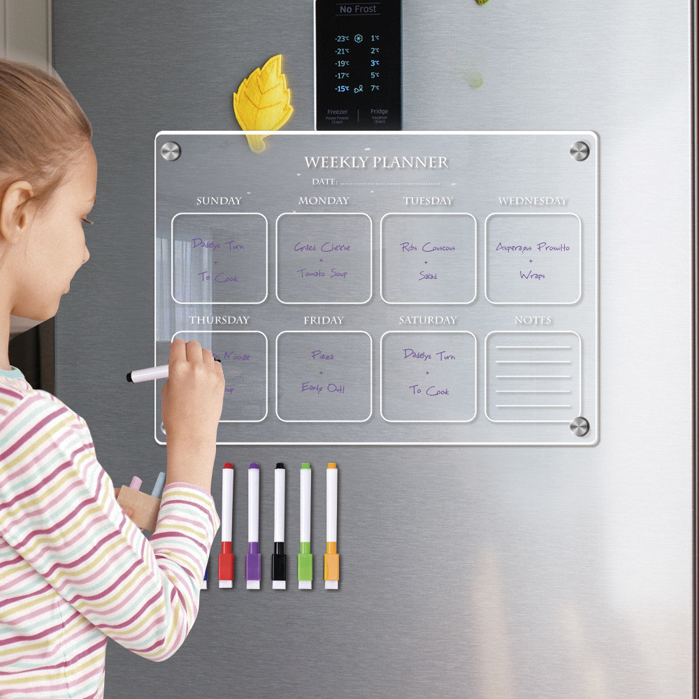 

A3/A4 Weekly Planner Magnet Kulkas Akrilik Custom Dinding Schedule Board untuk dinding kantor