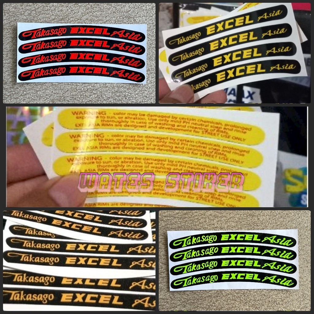 STICKER STIKER VELG TAKASAGO EXCEL ASIA PRINT HITAM BERKUALITAS ORI