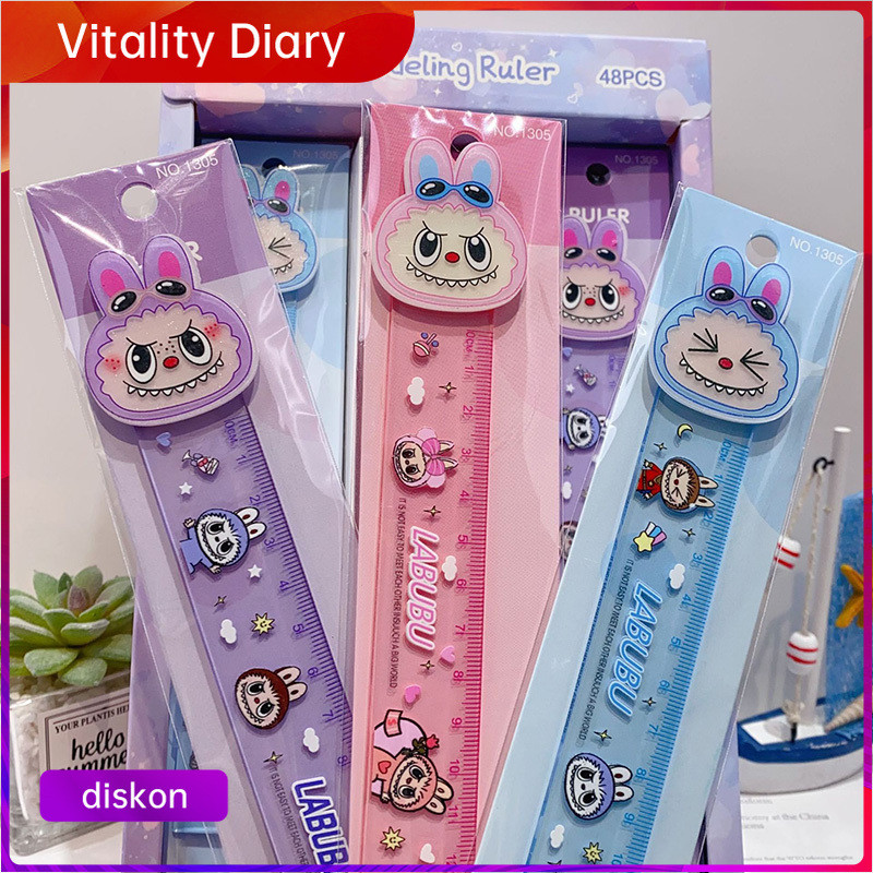 

【COD❤️】15cm Tepi Lurus Kartun Lucu LABUBU Penggaris Plastik Siswa Penguasa Lurus Transparan VDY