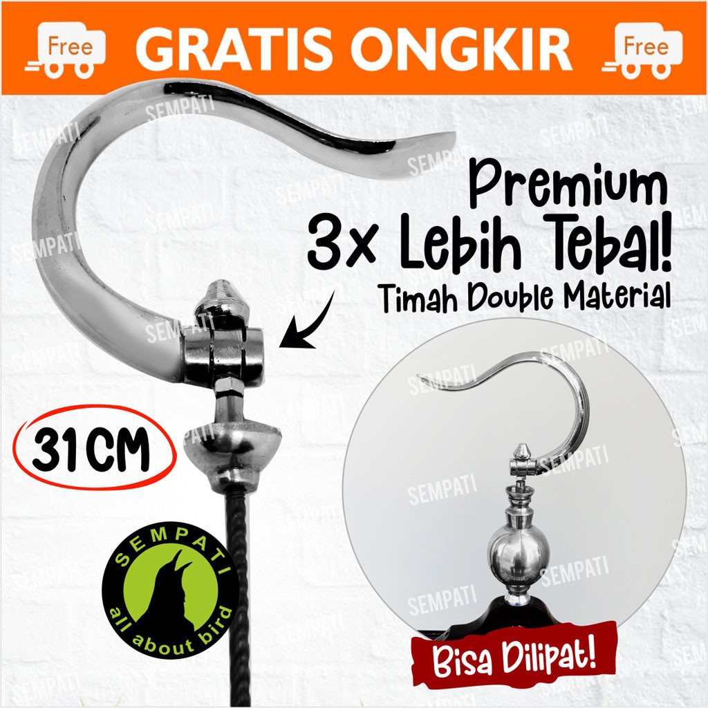 Adw SEMPATI GANTUNGAN LIPAT POLOS KUNINGAN BESAR SANGKAR KANDANG BURUNG MURAI LOVEBIRD KOTAK PLECI