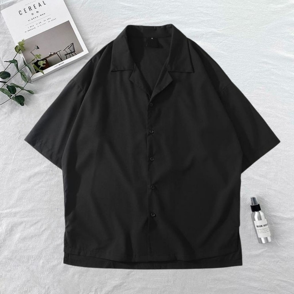 Kemeja Polos Piyama Pria Lengan Pendek Kemeja Pria Dengan Pola Boxy Korean Style Terbaru Kemeja