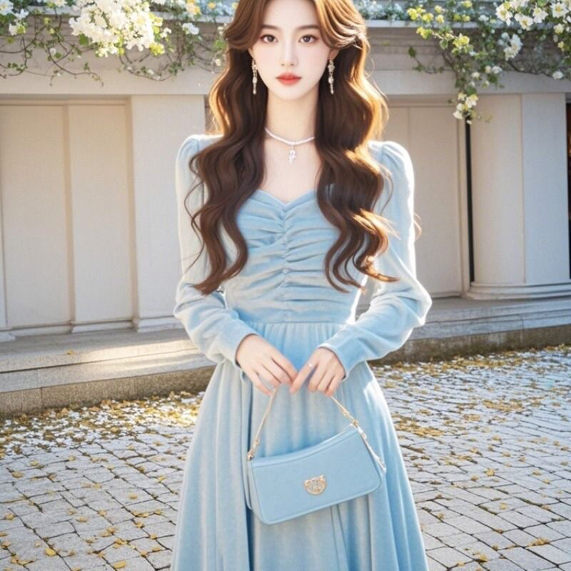 [COD] Gaun Mewah Elegant Wanita Modis Korean Style gaun simple elegan - G050
