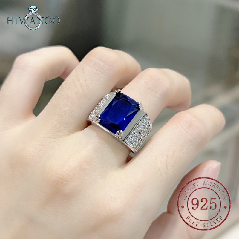 HIWANGO Cincin Mutiara Ibu Gaya Korea Dengan Zircon 5A Emas Putih Untuk Pria, Cincin Terbuka Dengan 