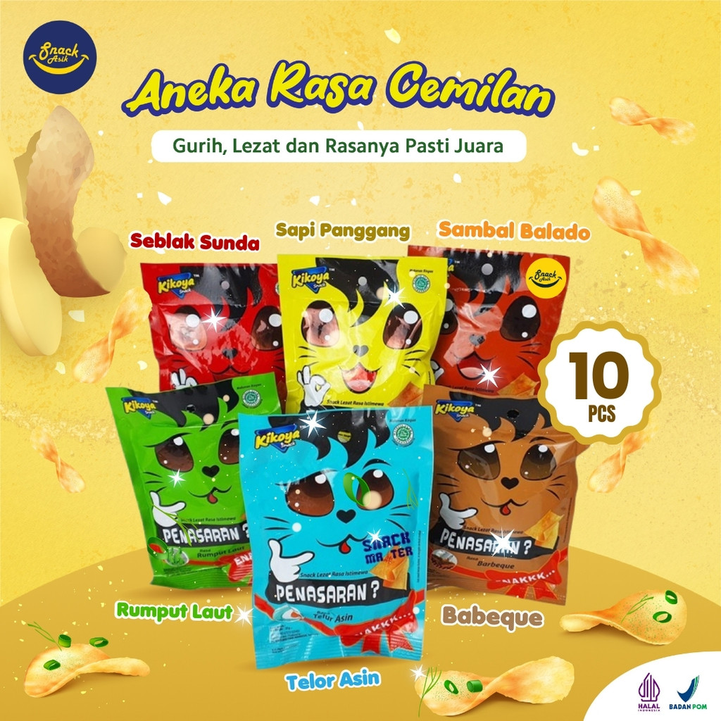 

10 PCS KIKOYA SNACK KERIPIK KERUPUK CAMILAN ANAK Booming Cemilan Viral Enak