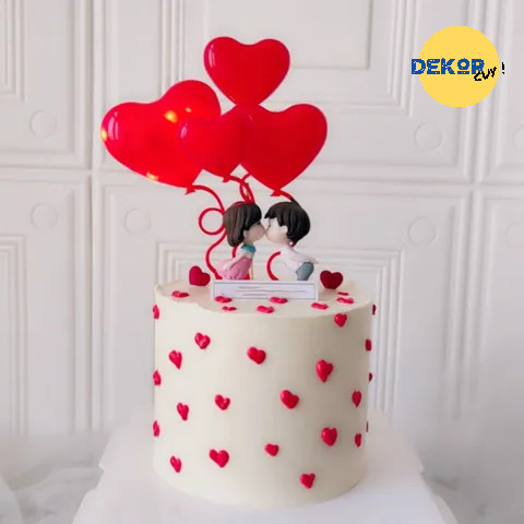 1SET isi 4PCS CAKE TOPPER BENTUK BALON LOVE PLASTIK 2D hiasan kue ulang tahun valentines kado untuk 