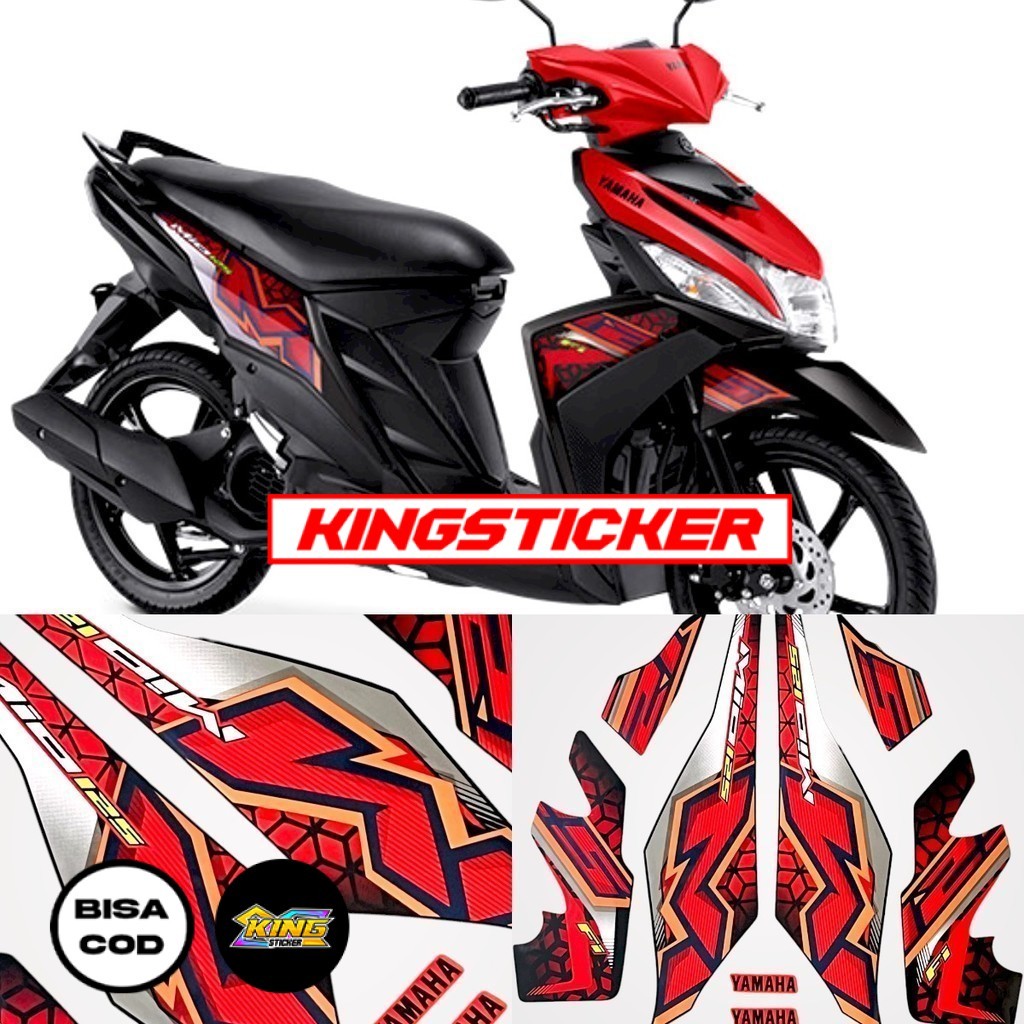 Striping Yamaha Mio M3 125 2023 2024 Merah Hitam