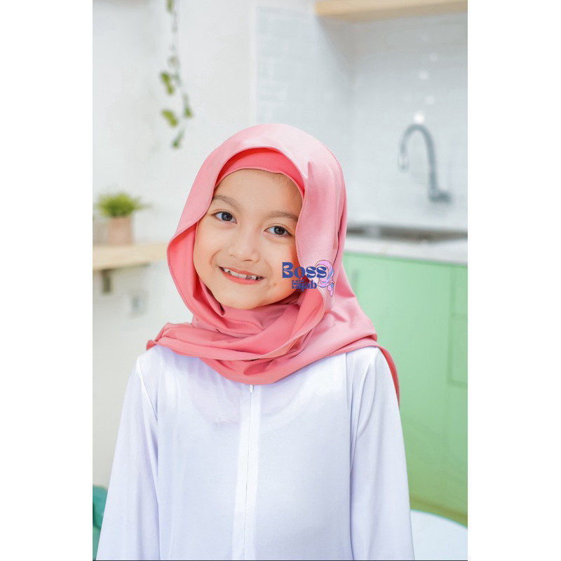 PASHMINA INSTAN INNER JERSEY OVAL NUTUP LEHER ANAK REMAJA 2in1  5-12th / hijab anak SD  Remaja tangg