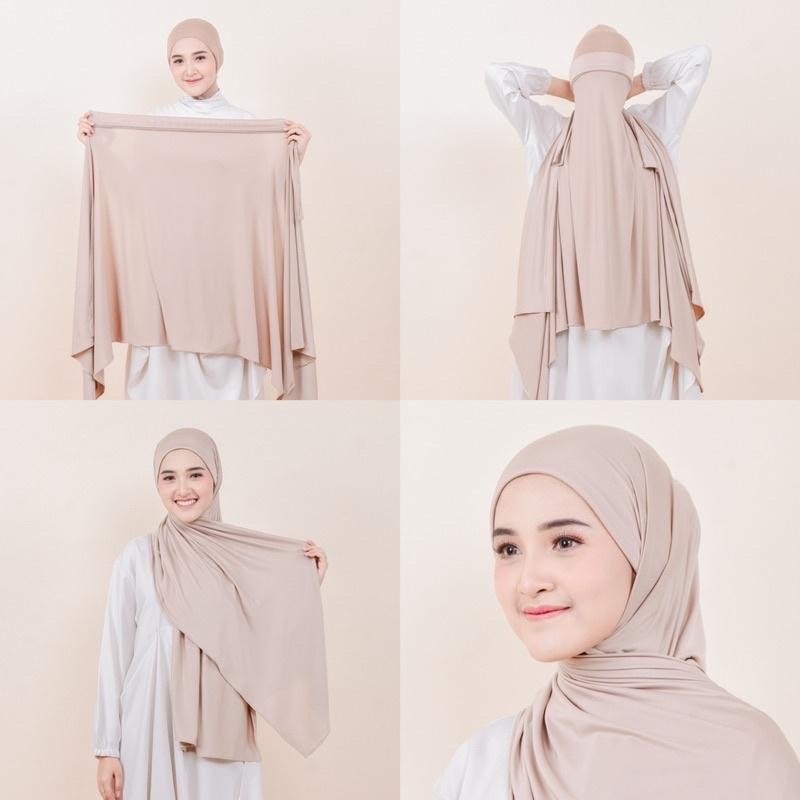 Pashmina Instant Tali Jersey Mirip Rayon Ringan Shawl FLowly Panjang