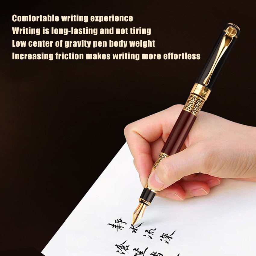 Fountain Pen Gaya Cina Klasik / Pulpen Ukiran untuk Kaligrafi / Hadiah Antik Bernuansa Sastra /