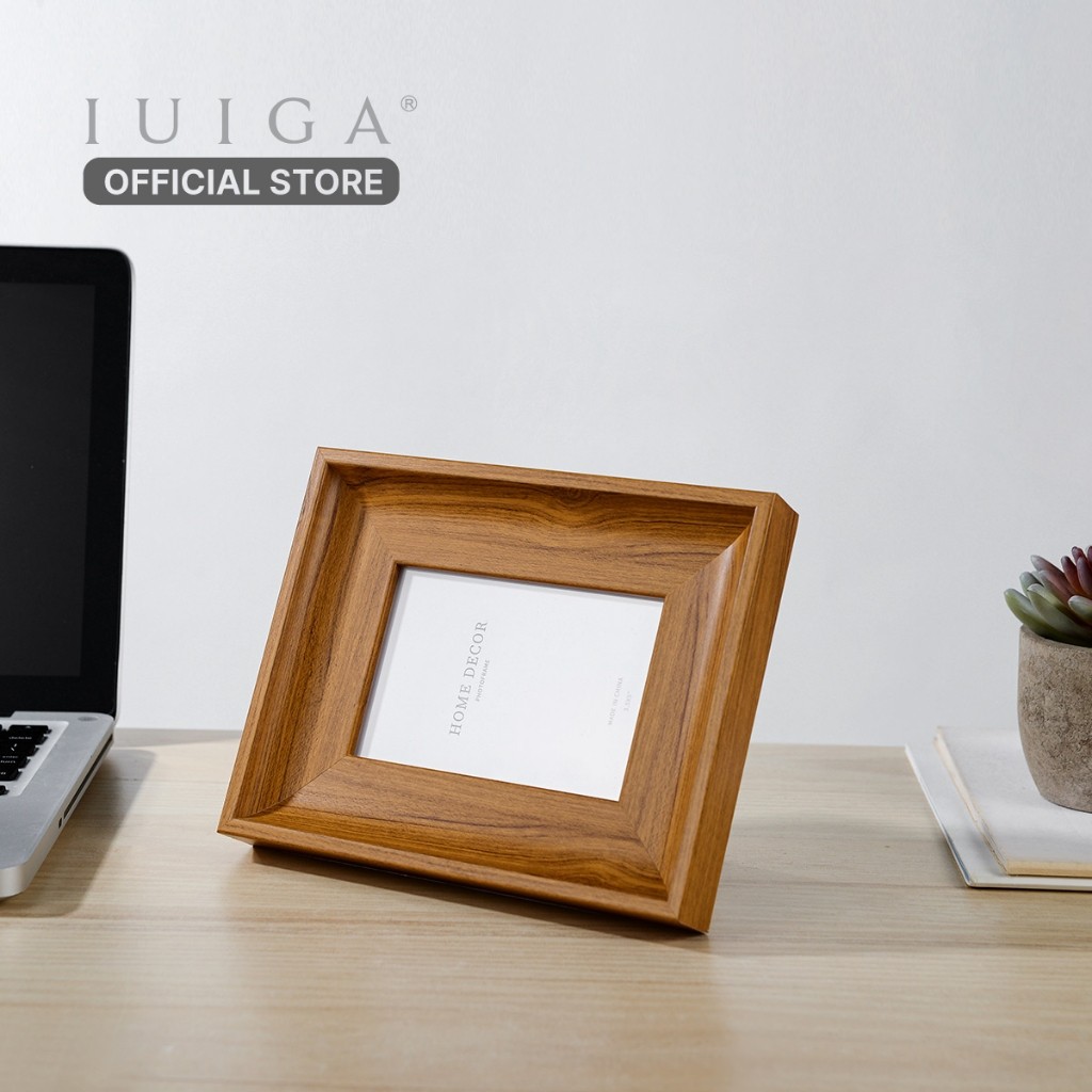 IUIGA Vintage Woodgrain Photo Frame - Bingkai Foto Kayu Vintage Estetik