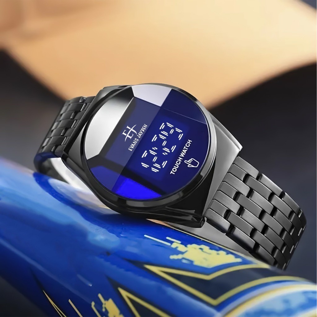 New Original Evans Jayden Jam Tangan Pria 9954 Rantai Stainless Steel Digital Touch Screen Sapphire 
