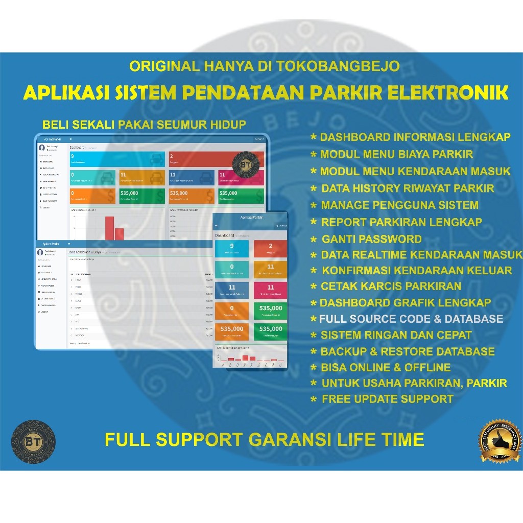 APLIKASI WEB SOURCE CODE SISTEM MANAJEMEN PARKIR KENDARAAN LENGKAP SIAP PAKAI GARANSI SEUMUR HIDUP