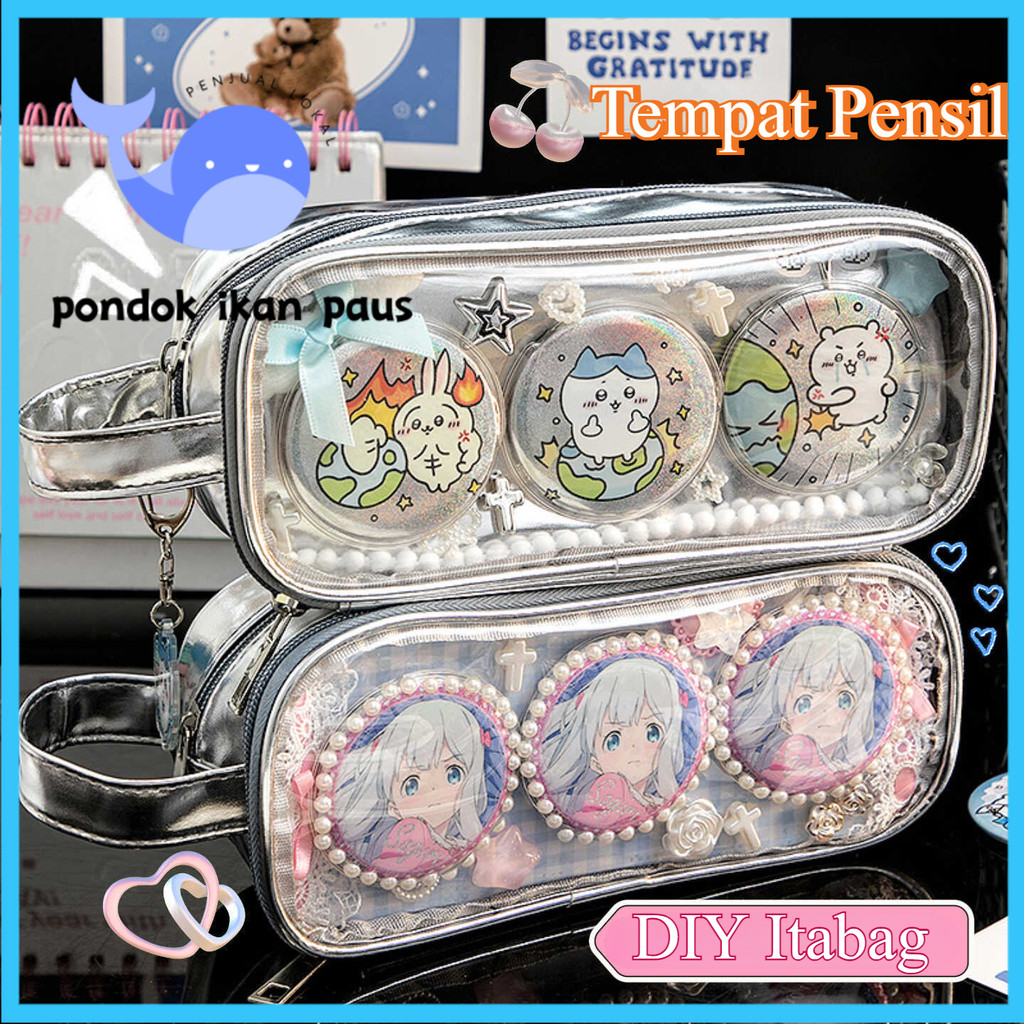 

[Pengiriman Jakarta] Tempat Pensil kapasitas besar /Tas alat tulis PVC tahan ai/Tas alat tulis DIY/Itabag Badge Card Stationery Bag/Tas alat tulis PVC Gaya Itabag/Tas Nyeri