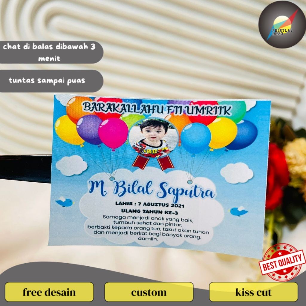

PrintLab Cetak Sticker Ulang Tahun Anak Free Desain Stiker Label Birthday Ultah Undangan Custom
