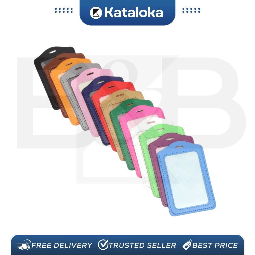 

1 Pak isi 50 PCS PU Kulit Badge ID Case Bening 2 muka 2 sisi