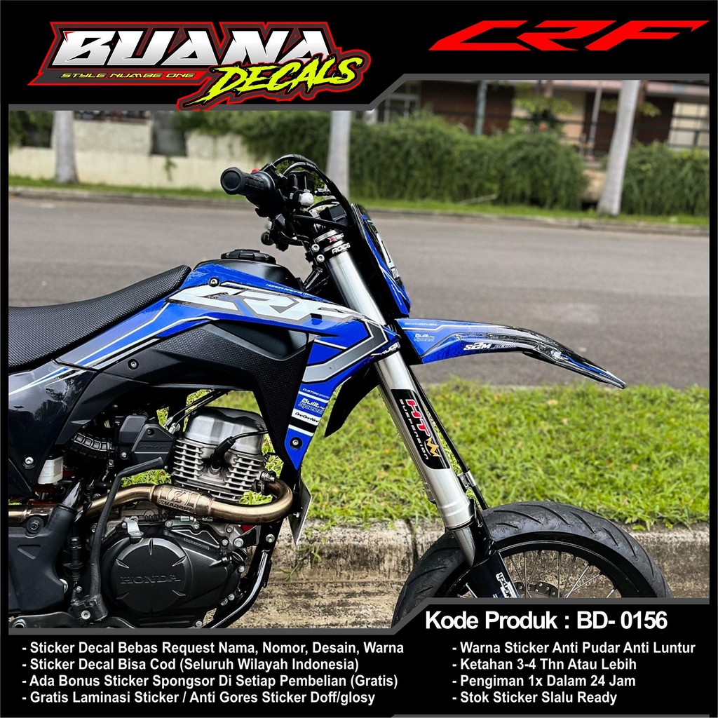 bd0156 decal sticker motor crf all series full body terbaru biru elegan (bisa request nama+warna+ang